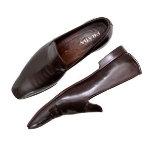Prada Mens Brown Leather Slip On Loafers UK 10 / EU 44 / US 11 Italy Dress Shoes